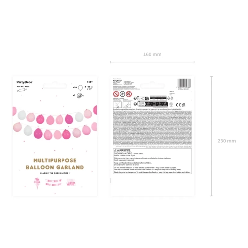 3 az 1-ben rózsaszín és fehér lufigirland – 20 lufi + szalag