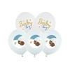 Baloane Baby Boy 30 cm – alb și albastru, ursuleț, 6 buc.