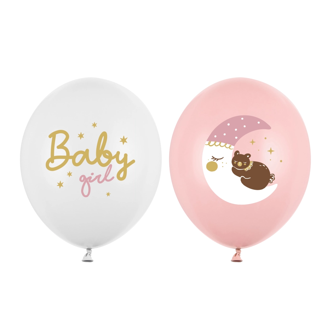 Baloane Baby Girl 30 cm – roz și alb, cu imprimeu, 50 buc.