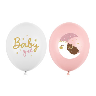 Baby Girl lufik 30 cm – rózsaszín és fehér, nyomott minta, 50 db