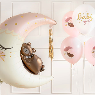 Baloni Baby Girl 30 cm – rožnati in beli, tisk, 50 kos