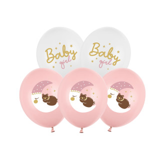 Baloni Baby Girl 30 cm – rožnati in beli, set 6 kos