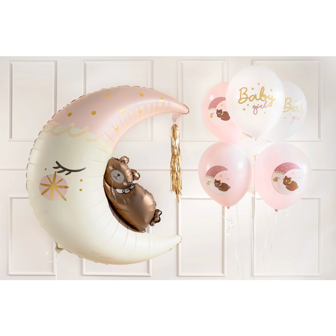 Baloane Baby Girl 30 cm – roz și alb, set 6 buc.