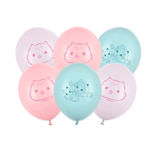 Pastelni baloni Gabby's Dollhouse, 27 cm, 6 kosov s potiskom