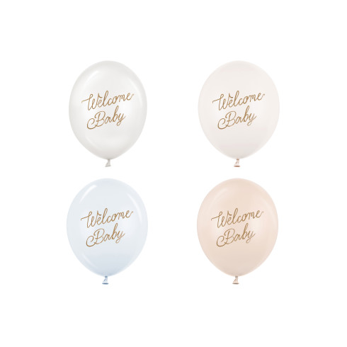 Baloni Welcome Baby 30 cm – modro-kremni miks, 50 kos