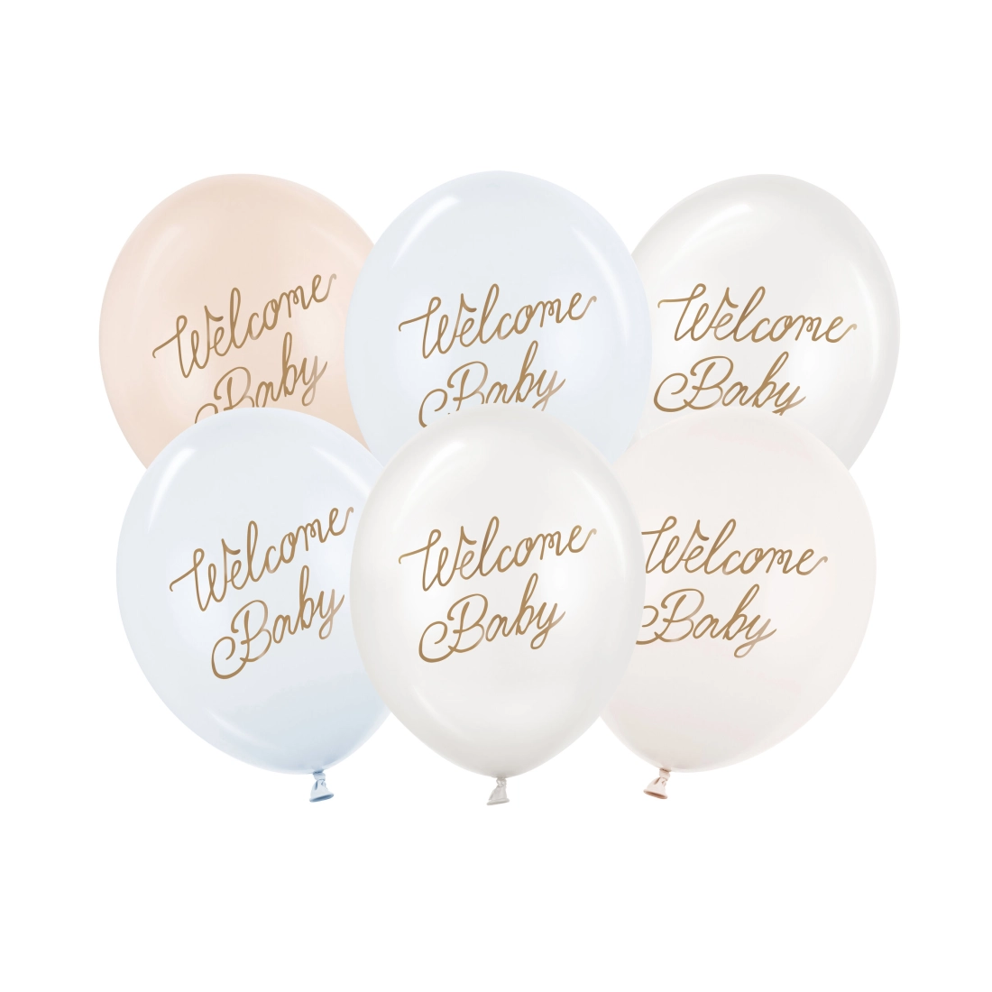 Baloane Welcome Baby, mix albastru-alb, 30 cm – 6 buc.