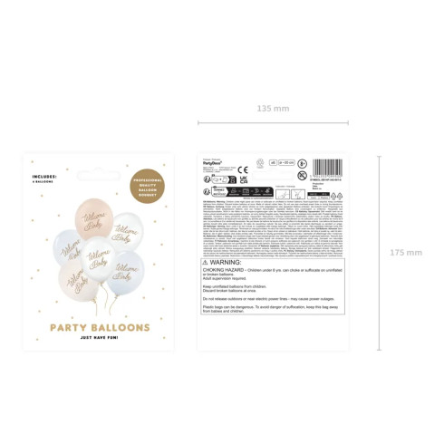 Baloni Welcome Baby modro-bela mešanica 30 cm – 6 kosov