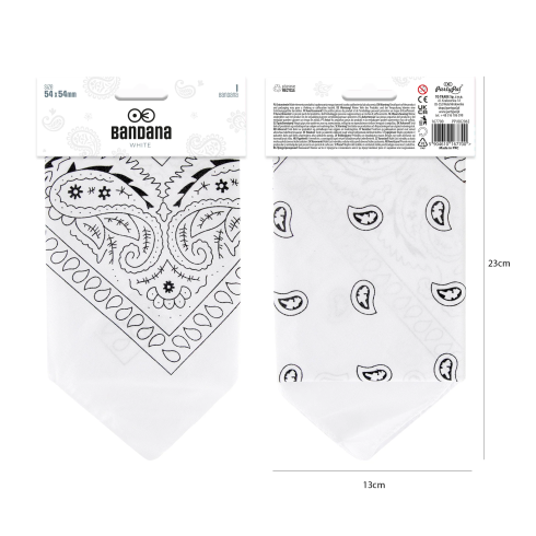 Bandana šatka biela na party a karneval