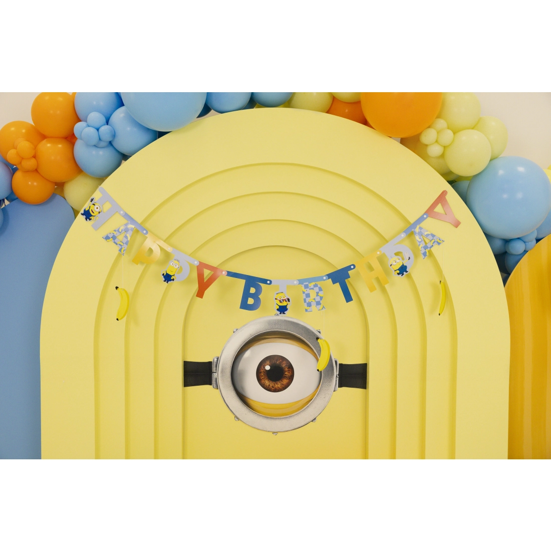 Papirnat napis Happy Birthday Minions, 50 x 153 cm, večbarven