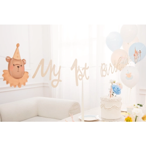 Banner „My 1st Birthday” cu ursuleț pentru prima aniversare