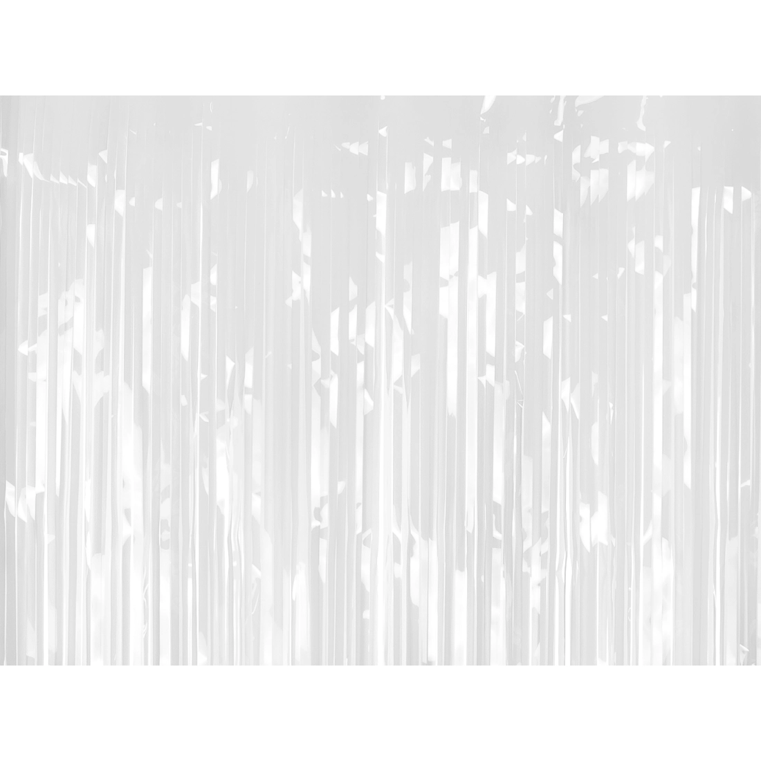 Fehér metál partifüggöny 100x200 cm, fényes fóliából