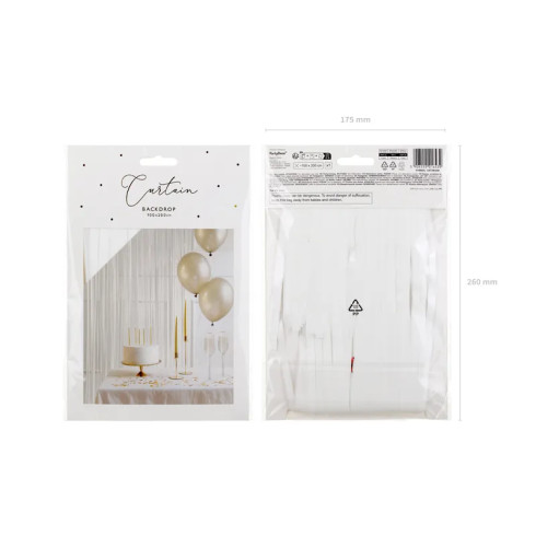 Biela metalická párty záclona 100x200 cm z lesklej fólie