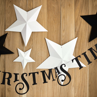 Bele 3D papirnate zvezde za obešanje – set 6 kosov, DIY dekoracija