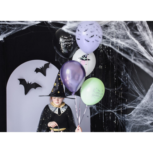 Čarovniški klobuk v črni barvi z zvezdami in meseci, višina 32 cm