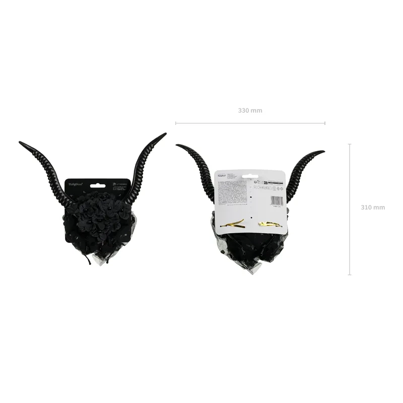 Čelenka s ďábelskými rohy a černým tylem, 30×76 cm – Halloween doplněk