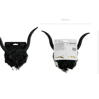 Naglavni trak hudičevi rogovi s tilom, črn, 30 × 76 cm – Halloween dodatek