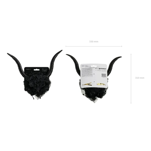 Fejpánt ördögszarvakkal és tüllel, fekete, 30x76 cm – halloween kiegészítő
