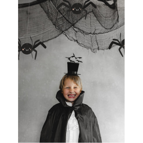 Naglavni trak za noč čarovnic s črnim cilindrom in netopirji 19 × 26 cm