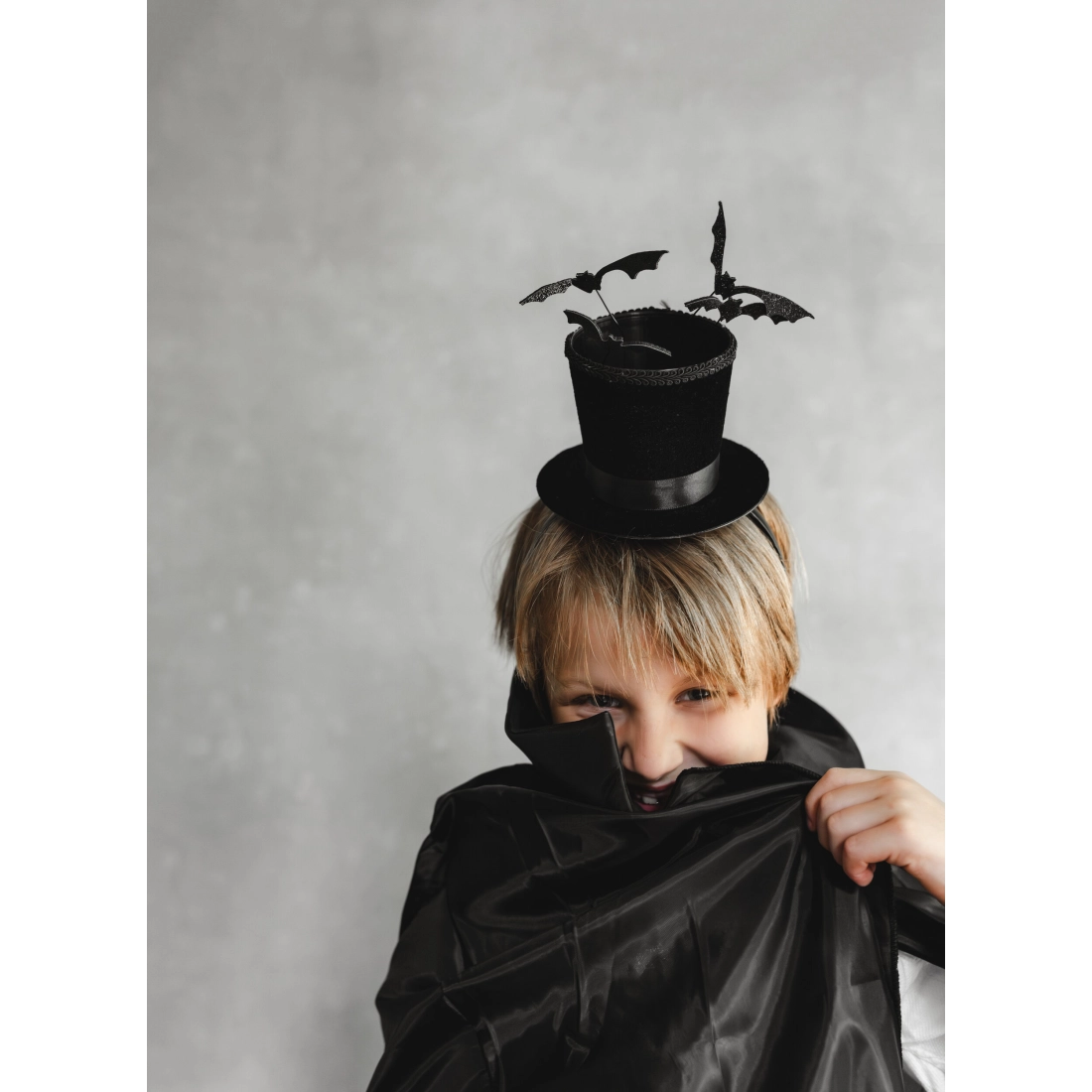 Cerchietto Halloween con cilindro nero e pipistrelli 19 x 26 cm