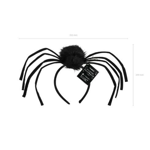 Naglavni trak za noč čarovnic s črnim pajkom, 19 × 32 cm, kosmat