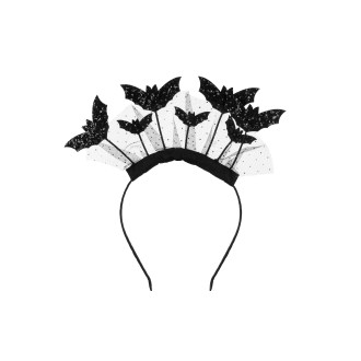 Naglavni trak za noč čarovnic z netopirji, črn, 22 × 23 cm, zabavni dodatek