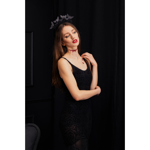 Naglavni trak za noč čarovnic z netopirji, črn, 22 × 23 cm, zabavni dodatek