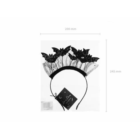 Naglavni trak za noč čarovnic z netopirji, črn, 22 × 23 cm, zabavni dodatek