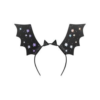 Naglavni trak z netopirjevimi krili, črn z holografskimi zvezdami, 4 kos
