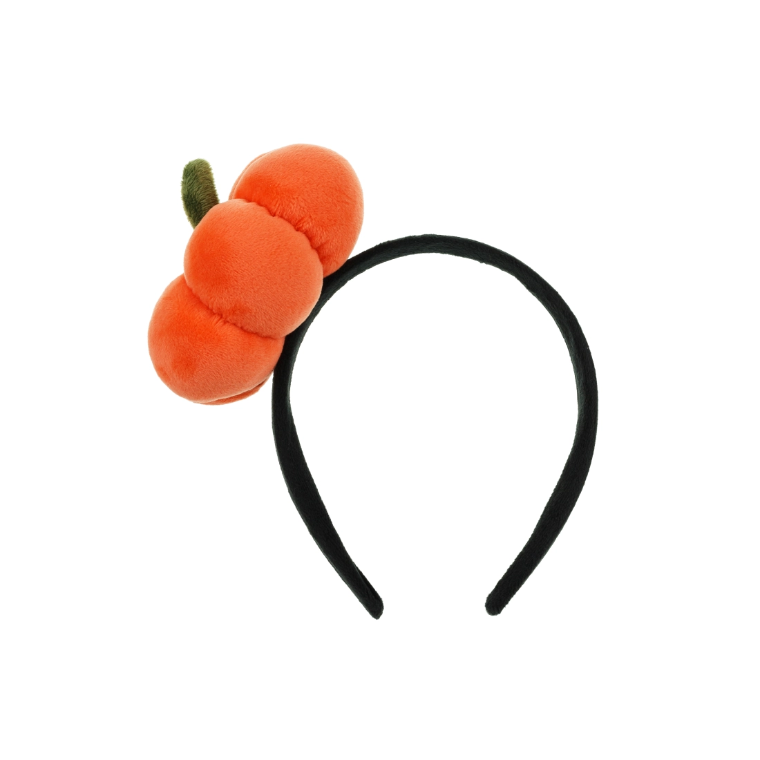 Bentiță cu dovleac din pluș, portocaliu-negru, 16,5x17 cm – pentru Halloween