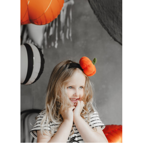 Trak za lase s plišasto bučo, oranžno-črn, 16,5 × 17 cm – za noč čarovnic