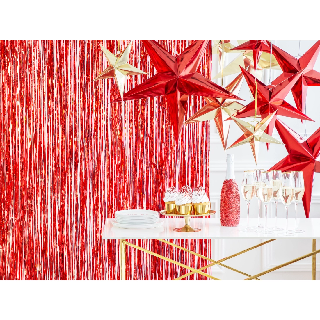 Draperie roșie lucioasă pentru petrecere, 90x250 cm – decorațiune pentru evenimente