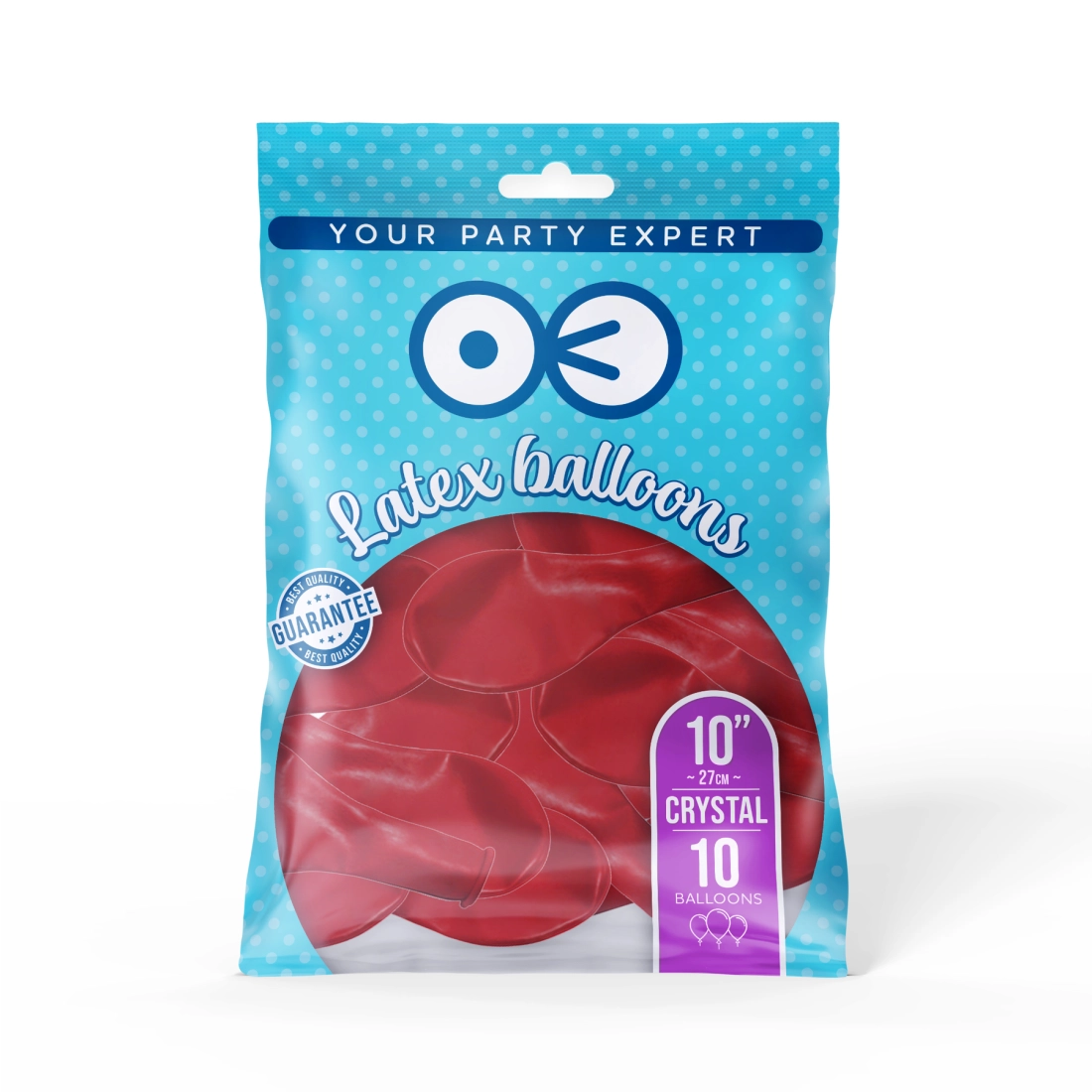 Piros kristály lufik 25 cm – 10 darab