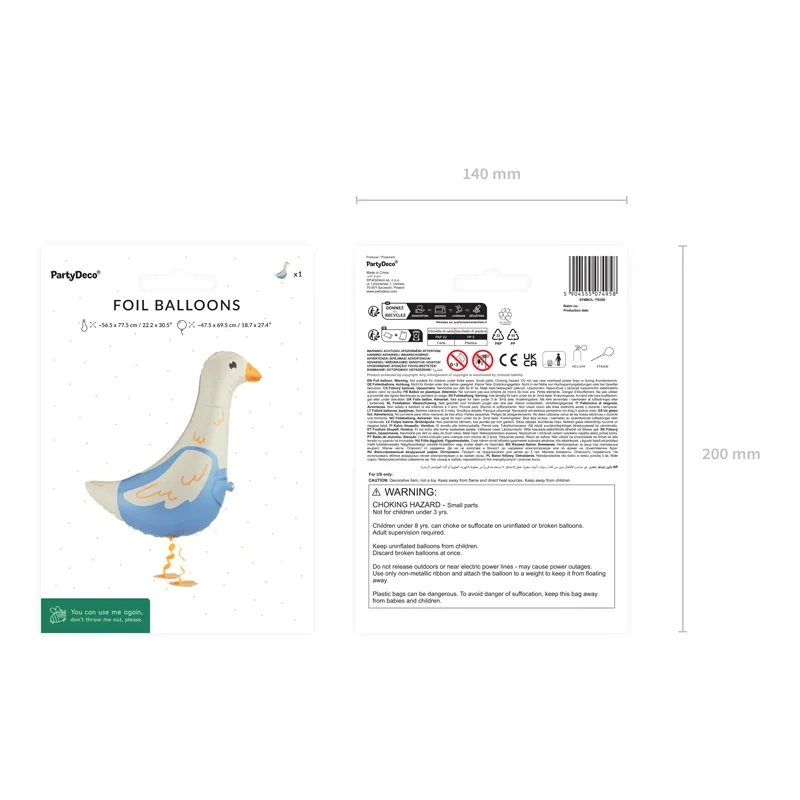 Sétáló fólia lufi – liba, vegyes színekben