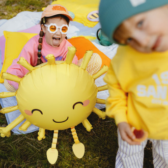 Hodeči folijski balon Sonček 91 × 77 cm – rumen, za helij