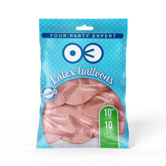 Kromirani baloni v rožnato-zlati barvi 25 cm, 10 kosov