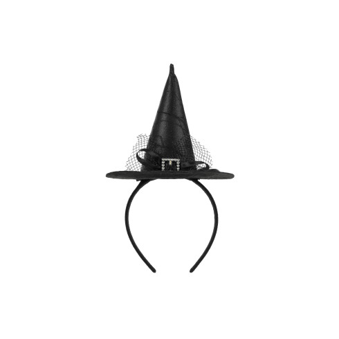 Fekete hajpánt boszorkánykalappal 17x28 cm Halloweenre