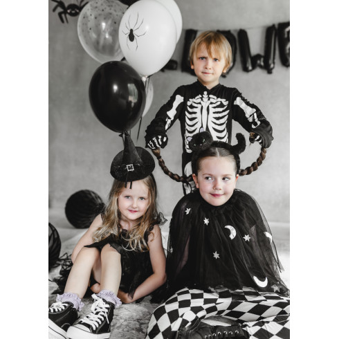 Črn naglavni trak s čarovniškim klobukom 17x28 cm za noč čarovnic