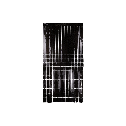 Črna kovinska zabavna zavesa s kvadratastim vzorcem 100x200 cm