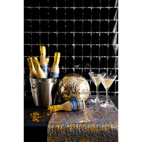 Črna kovinska zabavna zavesa s kvadratastim vzorcem 100x200 cm