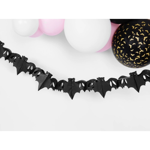 Čierna papierová girlanda netopiere 4 m – dekorácia na Halloween