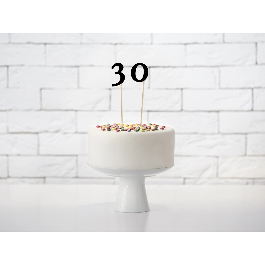 Črne številke za mize 24–26 cm, komplet 11 kosov na lesenih palčkah