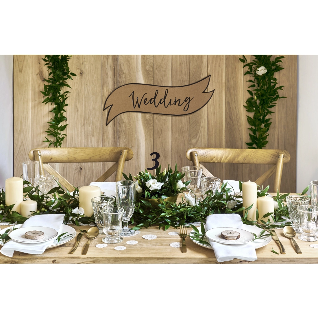 Črne številke za mize 24–26 cm, komplet 11 kosov na lesenih palčkah