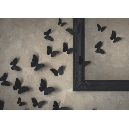 Črni papirnati metulji za na steno – 30 kosov, 3 velikosti, dekorativni komplet