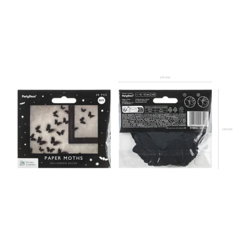 Črni papirnati metulji za na steno – 30 kosov, 3 velikosti, dekorativni komplet