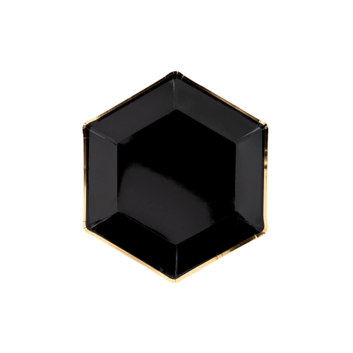 Čierne papierové taniere so zlatým okrajom Let's Celebrate, 23 cm, 6 ks