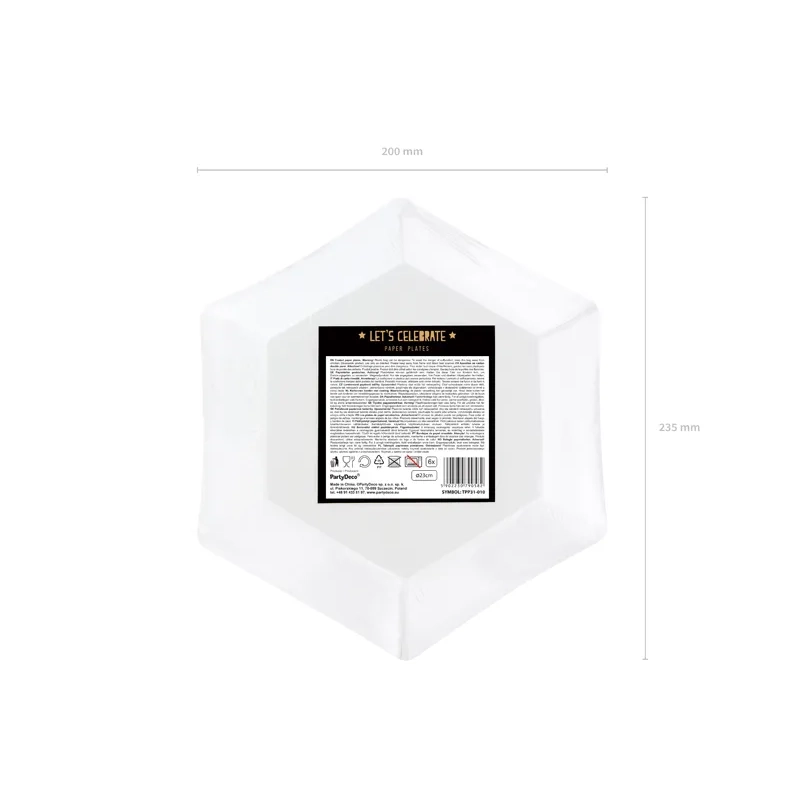 Farfurii din hârtie negre cu margine aurie Let's Celebrate, 23 cm, 6 buc.