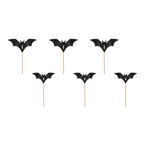 Fekete papír muffin beszúrók – Denevérek, 6 db – Halloween dekoráció