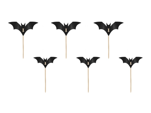 Decoruri negre din hârtie pentru brioșe, lilieci, 6 buc – decorațiune de Halloween