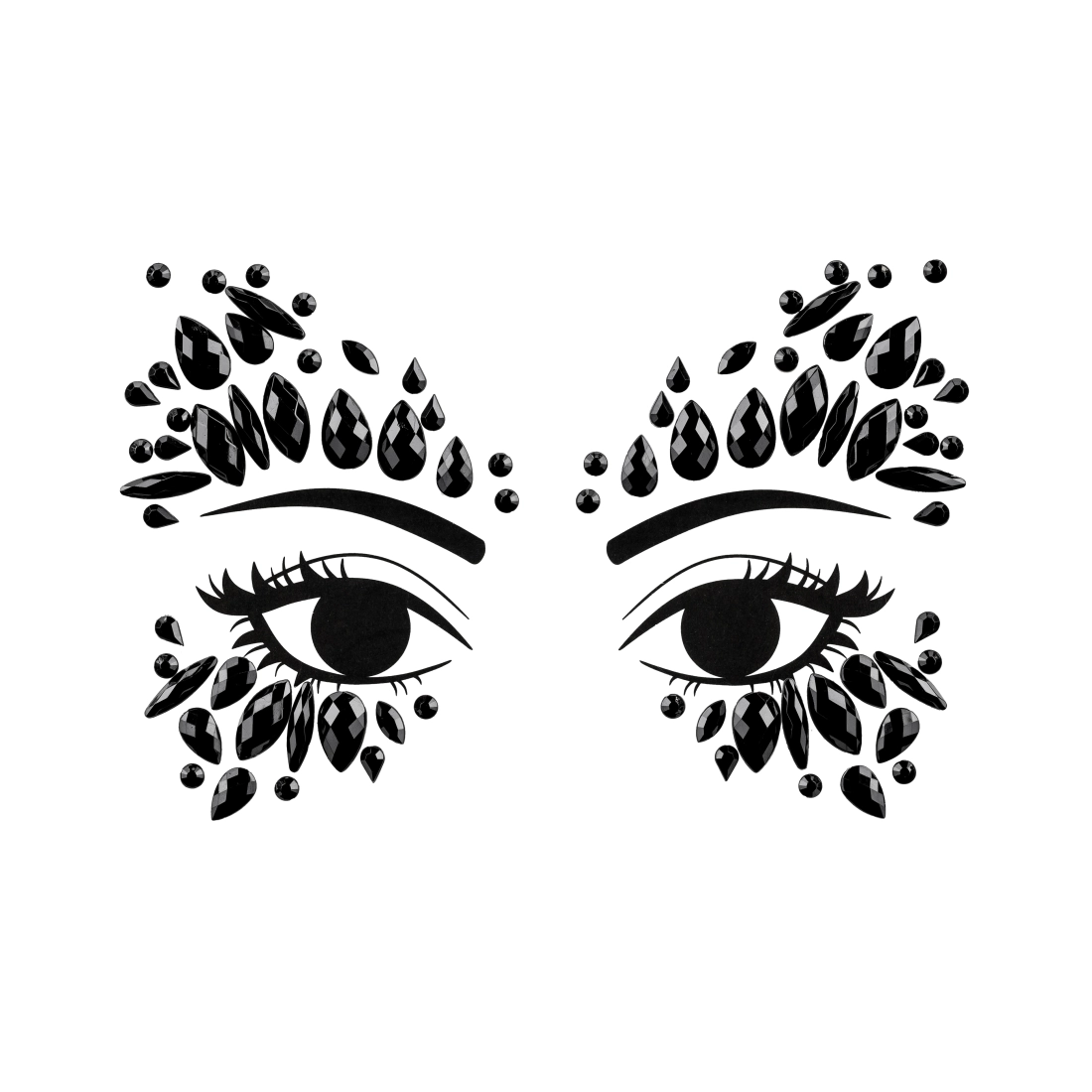 Cristale autocolante negre pentru față, 15x9 cm – ornament de unică folosință
