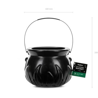 Črn dekorativni kotliček za noč čarovnic, 18 × 13,5 cm